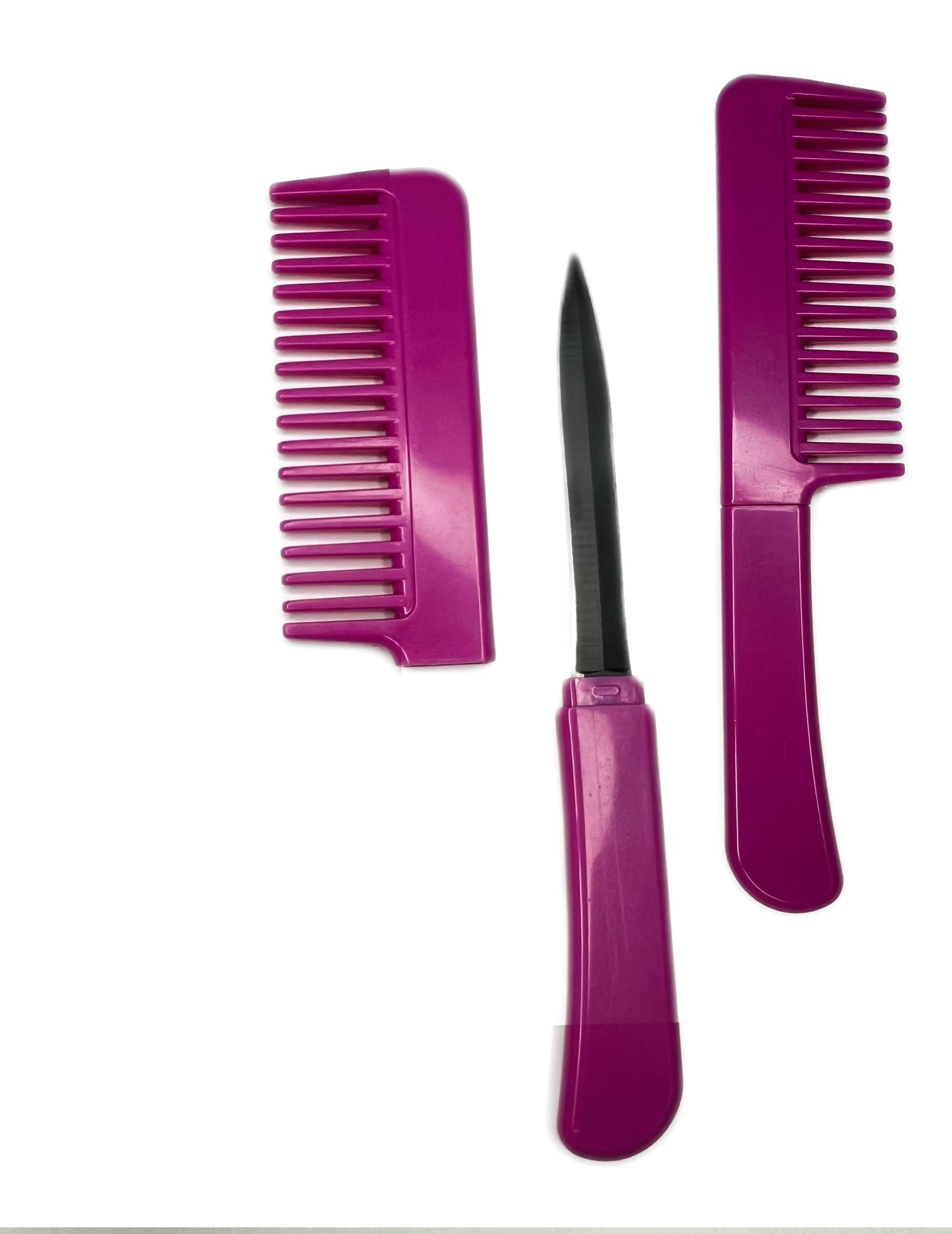 Peigne à cheveux rose avec couteau caché